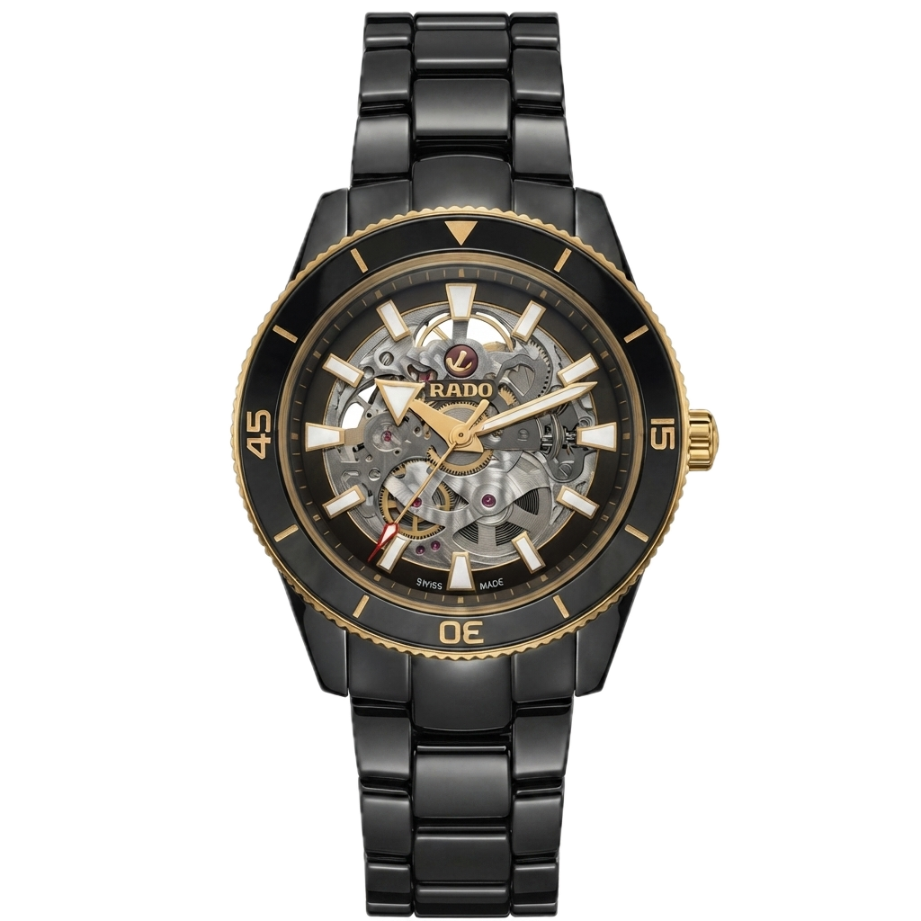 RADO CAPTAIN COOK SKELETON  - BLACK GOLD