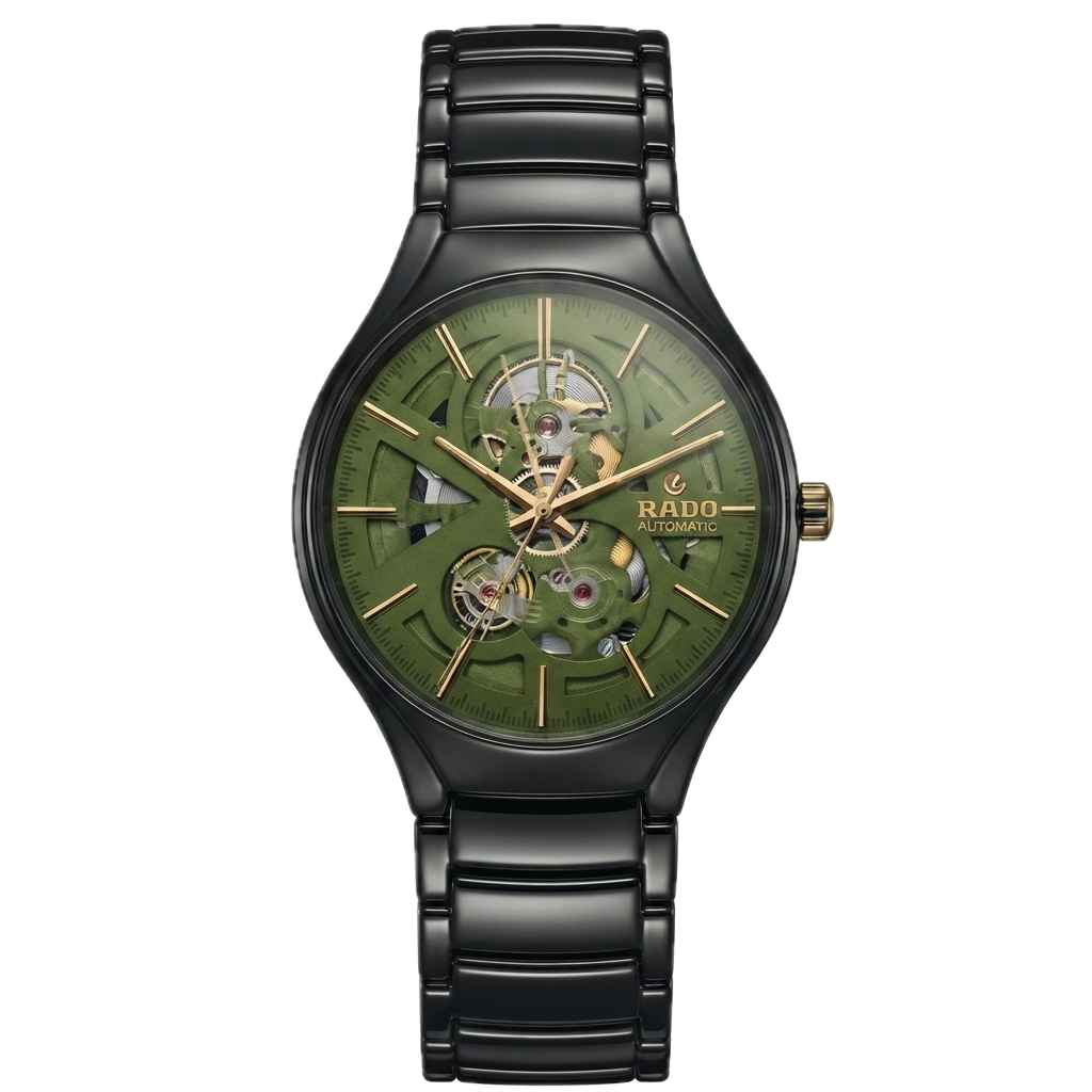 RADO TRUE ROUND AUTOMATIC OPEN HEART - BLACK GREEN