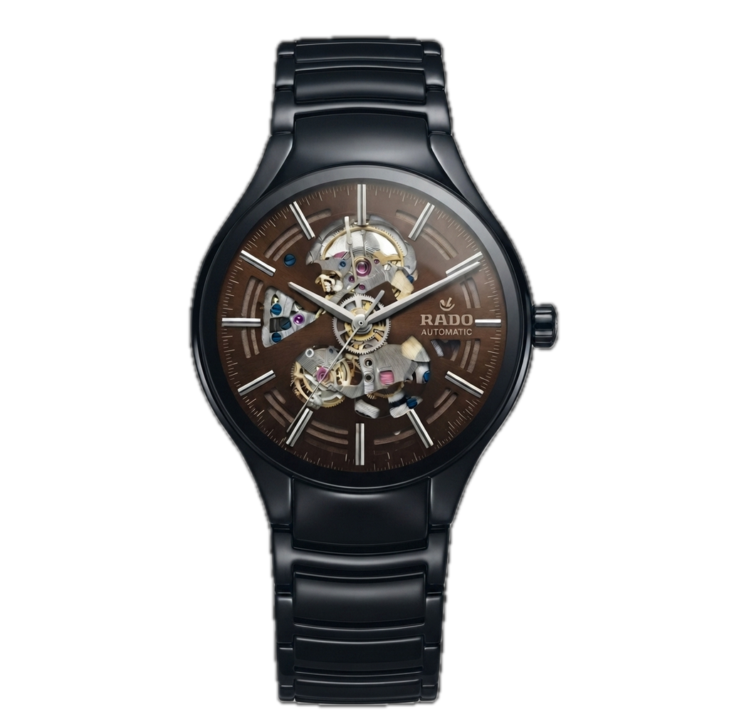 RADO TRUE ROUND AUTOMATIC OPEN HEART - BLACK BROWN