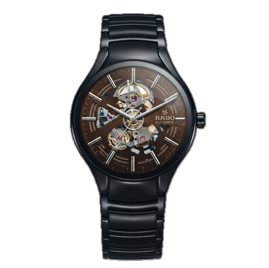 RADO TRUE ROUND AUTOMATIC OPEN HEART - BLACK BROWN