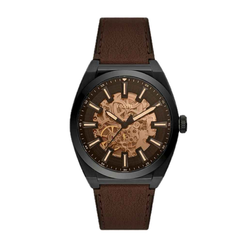 FOSSIL EVERETT AUTOMATIC DARK BROWN LEATHER