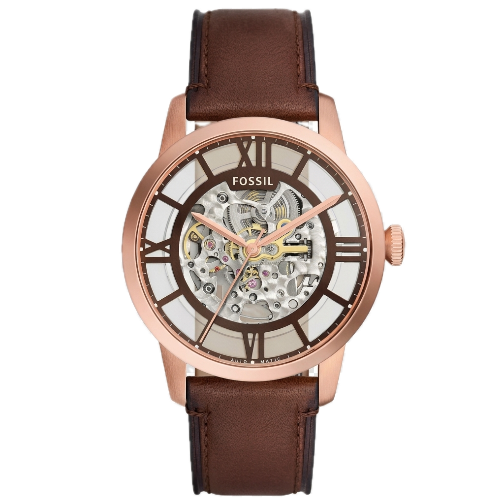 FOSSIL TOWNSMAN AUTOMATIC BROWN LEATHER WATCH