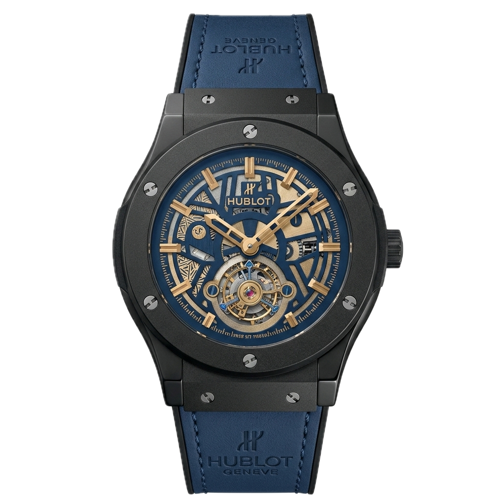 HUBLOT CLASSIC FUSION TOURBILLON SKELETON BLUE CERAMIC