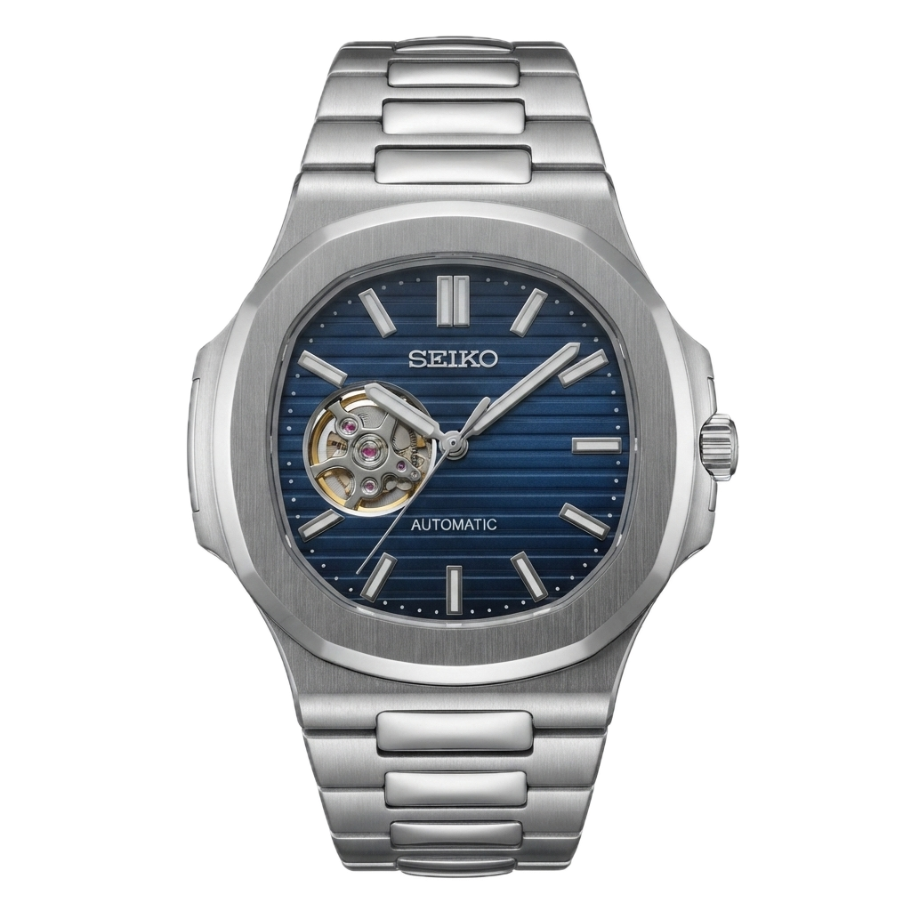 SEIKO MOD NAUTILUS SILVER BLUE