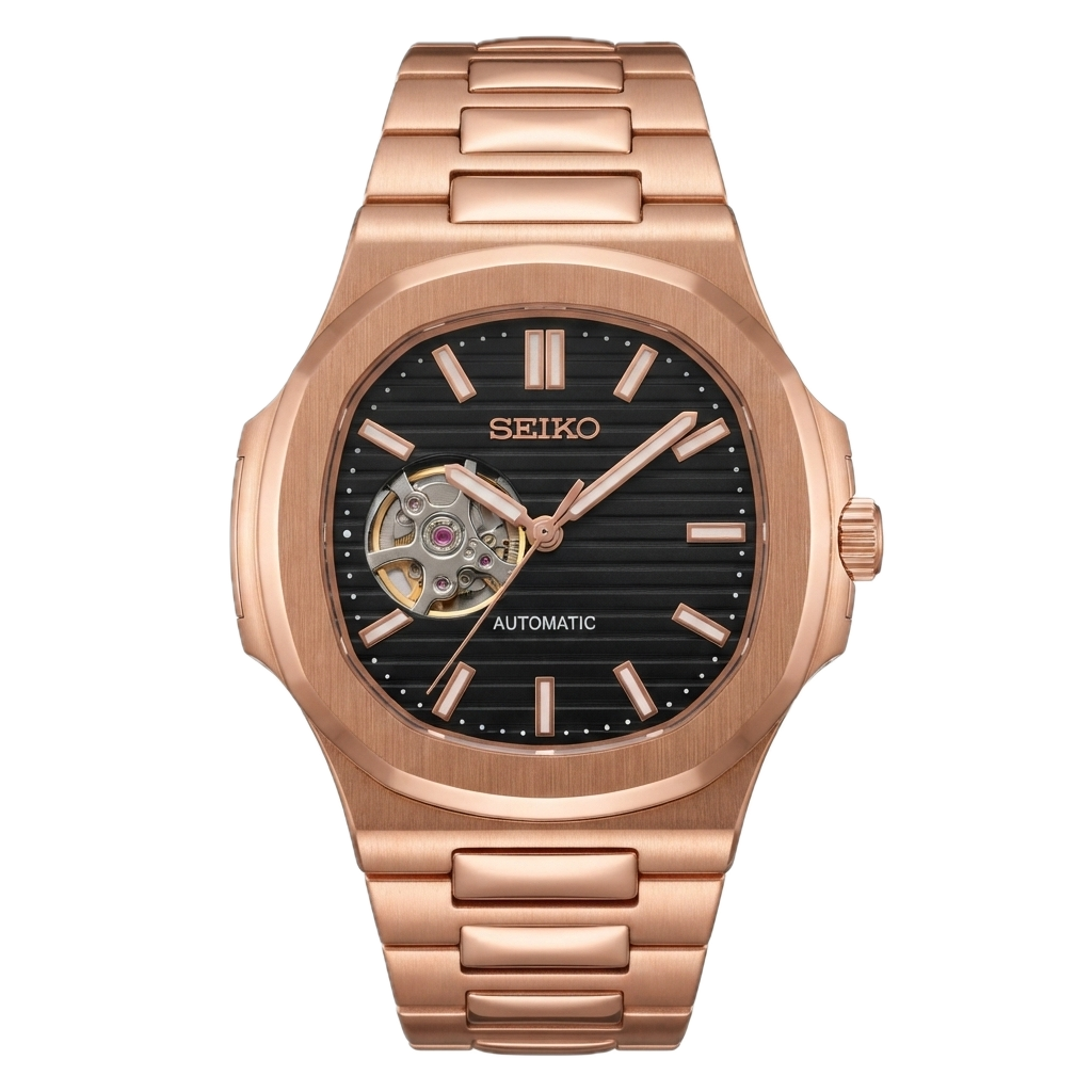 SEIKO MOD NAUTILUS SILVER GOLD BLACK