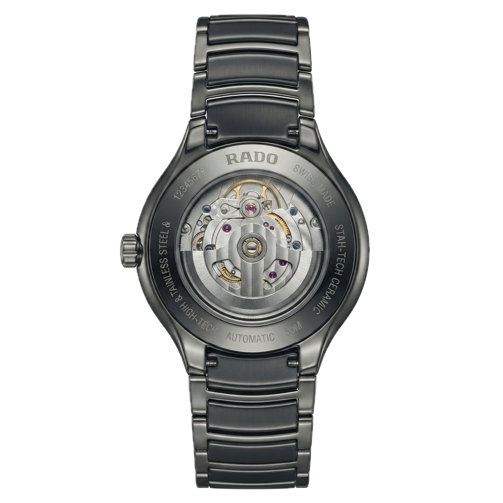 RADO TRUE ROUND AUTOMATIC OPEN HEART - FULL BLACK