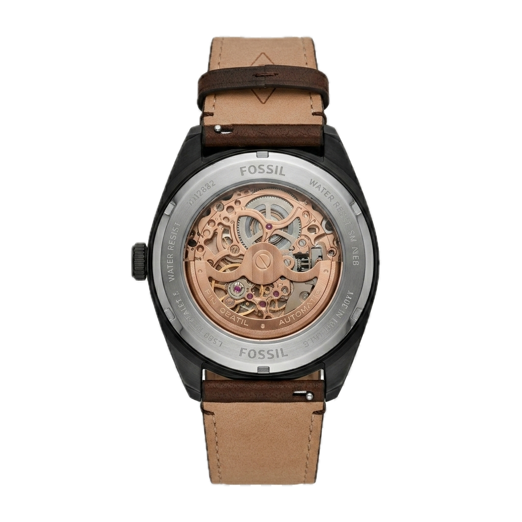 FOSSIL EVERETT AUTOMATIC DARK BROWN LEATHER