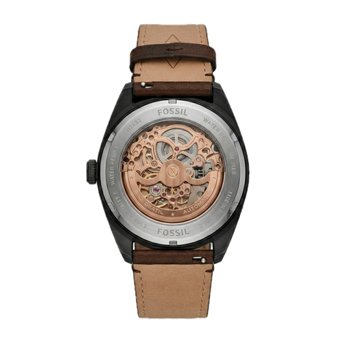 FOSSIL EVERETT AUTOMATIC DARK BROWN LEATHER
