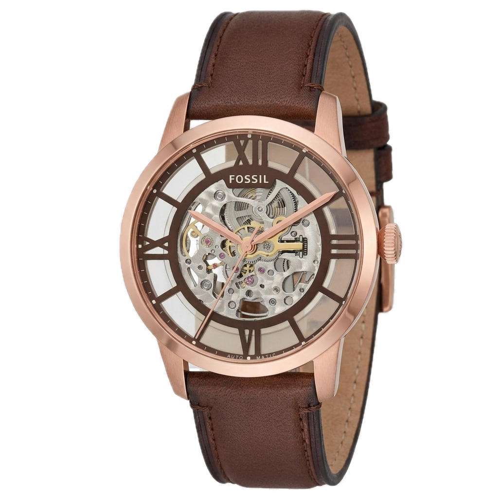 FOSSIL TOWNSMAN AUTOMATIC BROWN LEATHER WATCH