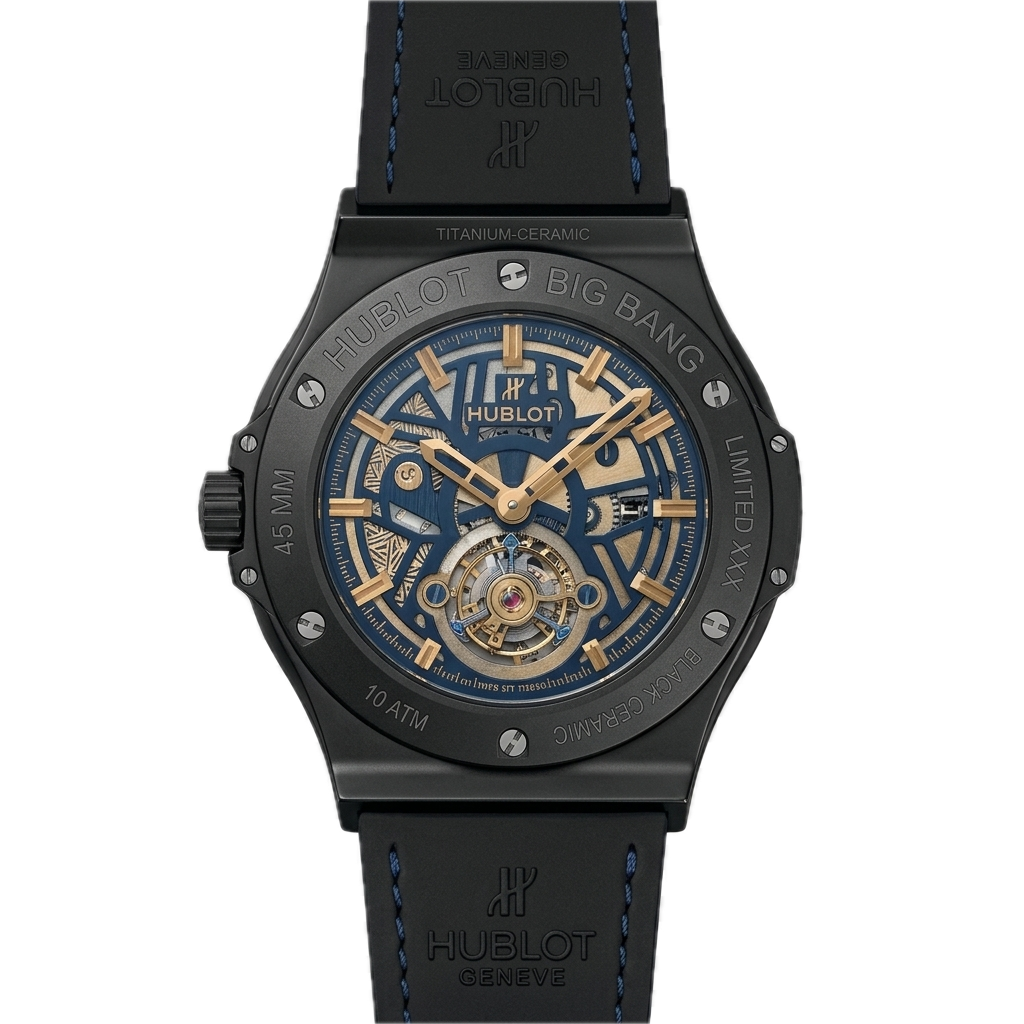 HUBLOT CLASSIC FUSION TOURBILLON SKELETON BLUE CERAMIC