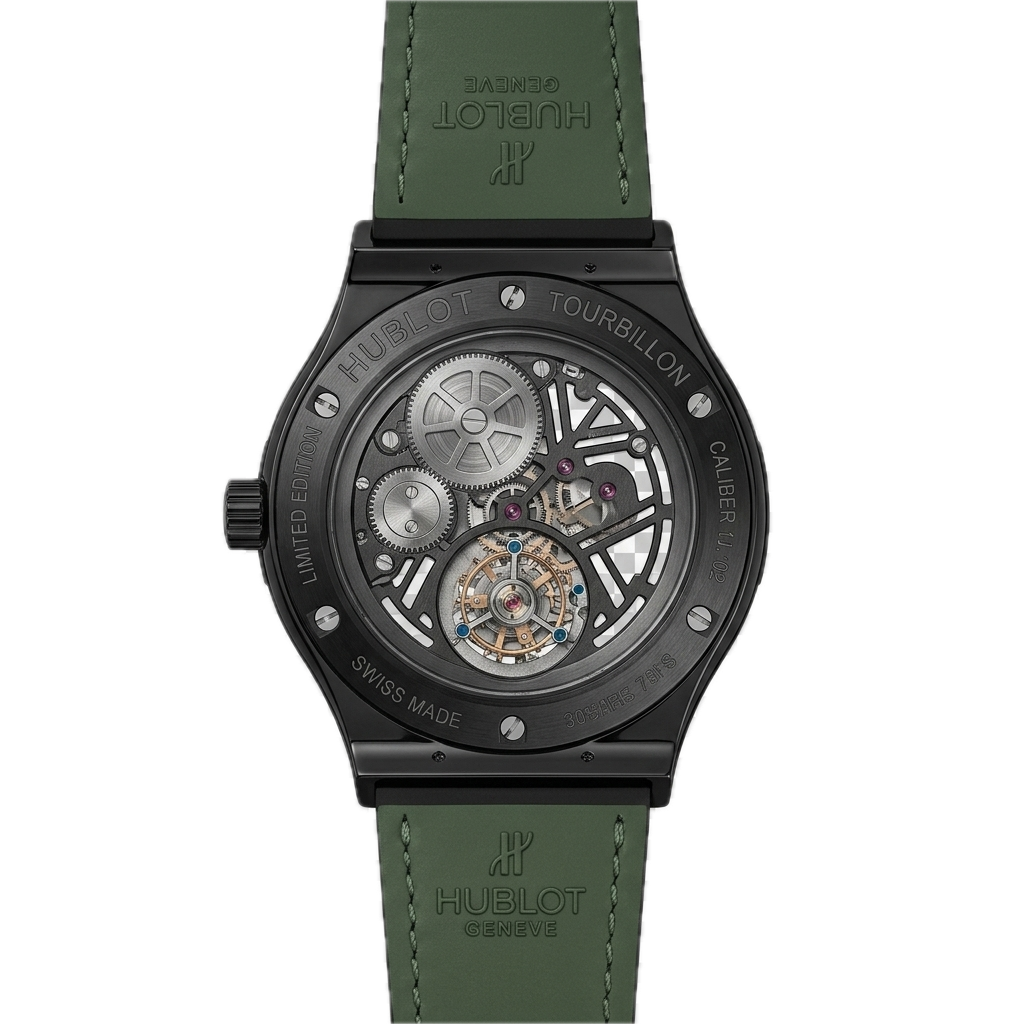 HUBLOT CLASSIC FUSION TOURBILLON SKELETON GREEN CERAMIC