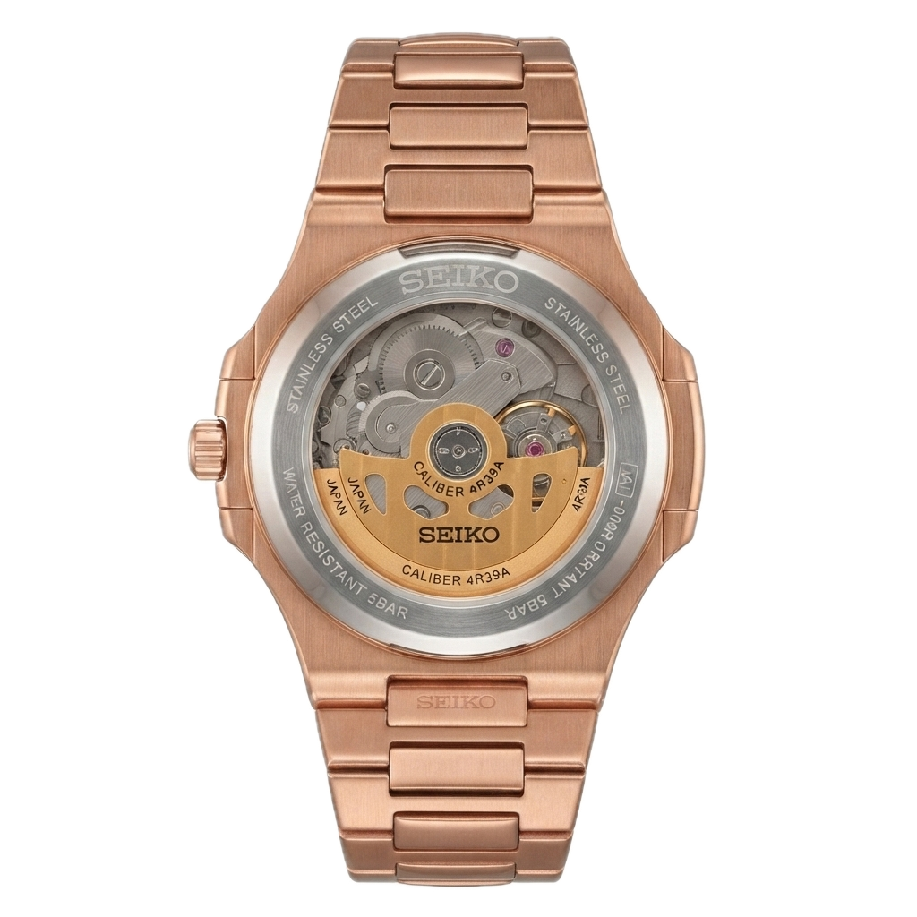 SEIKO MOD NAUTILUS SILVER GOLD BROWN