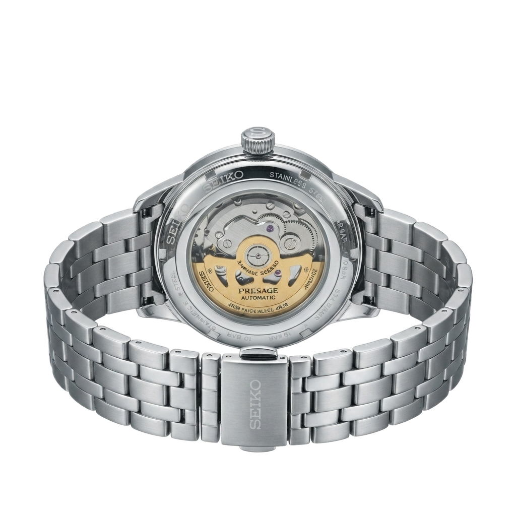 SEIKO PRESAGE AUTOMATIC OPWN HEART SILVER WHITE