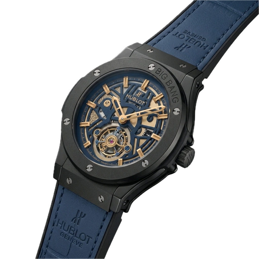 HUBLOT CLASSIC FUSION TOURBILLON SKELETON BLUE CERAMIC