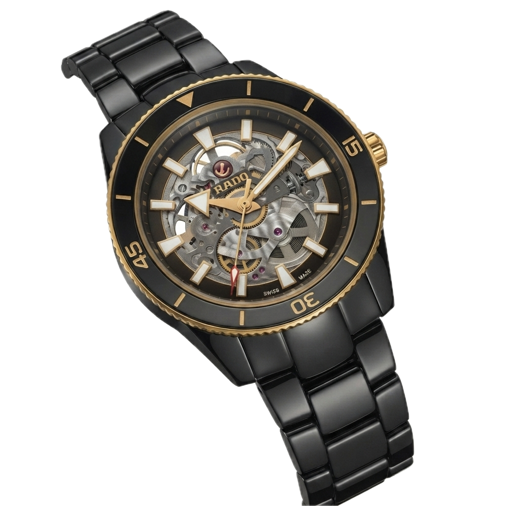RADO CAPTAIN COOK SKELETON  - BLACK GOLD