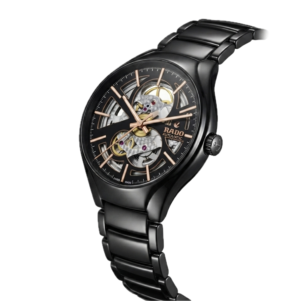 RADO TRUE ROUND AUTOMATIC OPEN HEART - BLACK