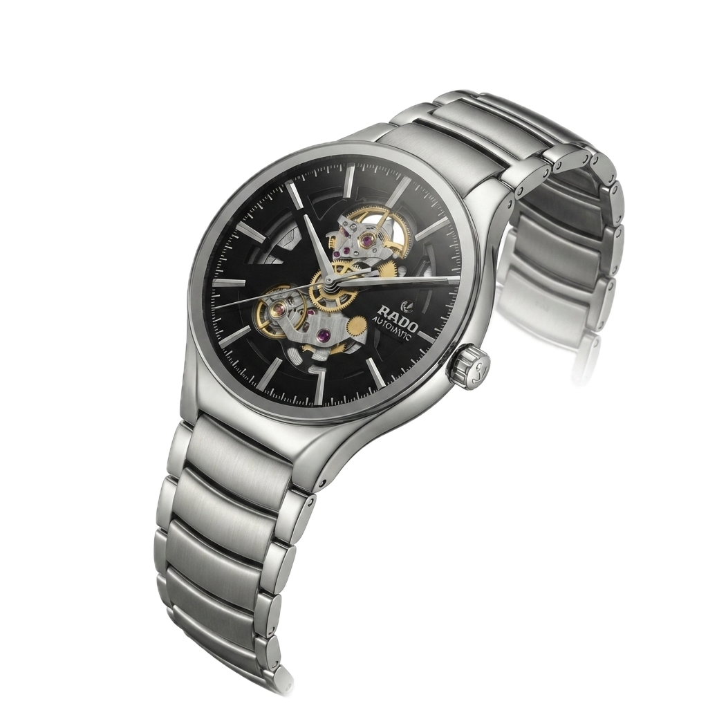 RADO TRUE ROUND AUTOMATIC OPEN HEART - SILVER BLACK