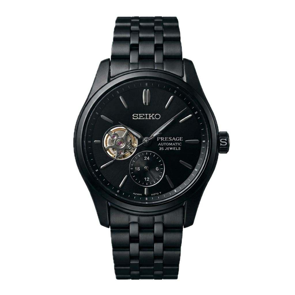 SEIKO PRESAGE AUTOMATIC OPWN HEART BLACK