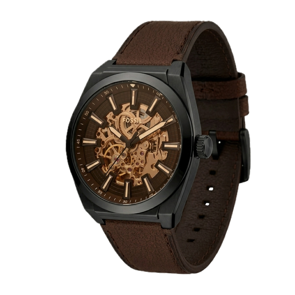 FOSSIL EVERETT AUTOMATIC DARK BROWN LEATHER