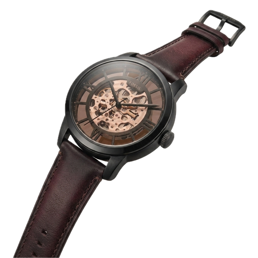 FOSSIL TOWNSMAN AUTOMATIC DARK BROWN LEATHER