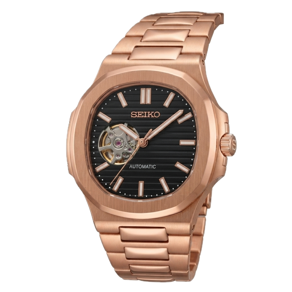 SEIKO MOD NAUTILUS SILVER GOLD BLACK