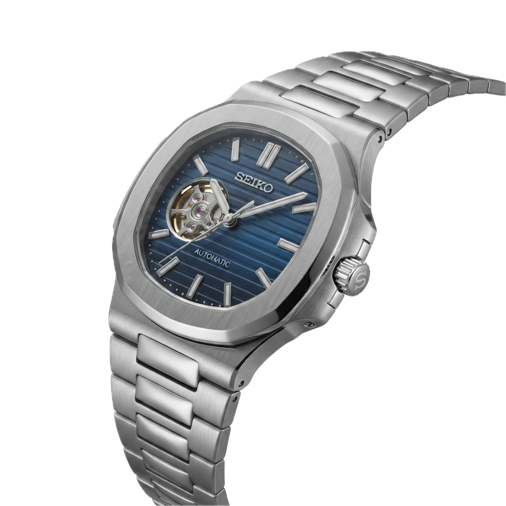 SEIKO MOD NAUTILUS SILVER BLUE